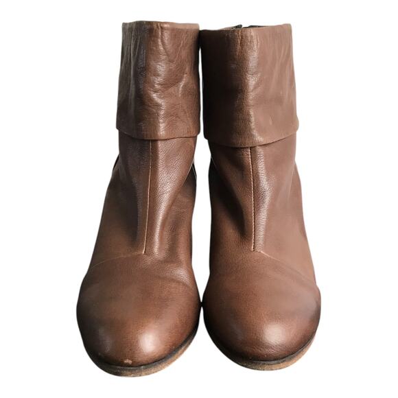 Rag & Bone Newbury Booties Wns US9.5 E39 Brown Leather Back Zip 3.5" block Heels - Picture 2 of 7